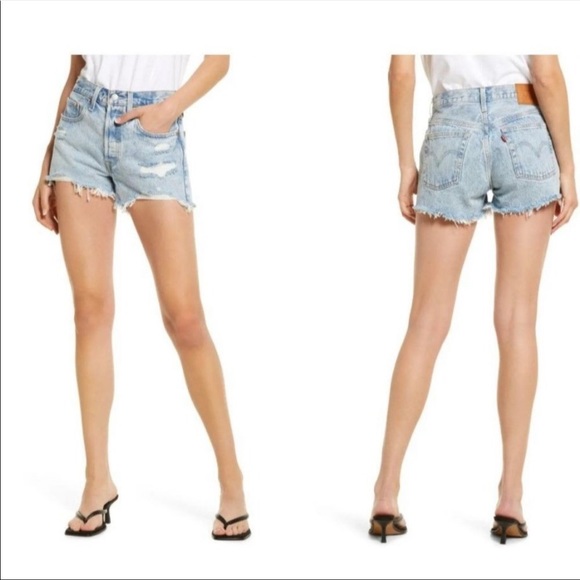 Levi's Pants - Levi's 501 Original Shorts High Rise Frayed Distressed Raw Hem Button Fly Cotton